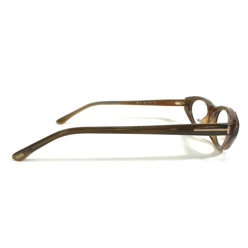 Tom Ford Eyeglasses Frames TF5120 095 Dark Clear Brown Round Full Rim 47-17-140